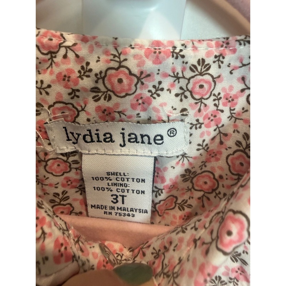 Lydia Jane Western Pearl Snap Pink Floral Tiered Cotton Dress 3T - Picture 5 of 6